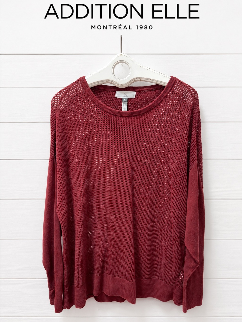 Addition Elle Burgundy Open-Knit Sweater - Size 2X